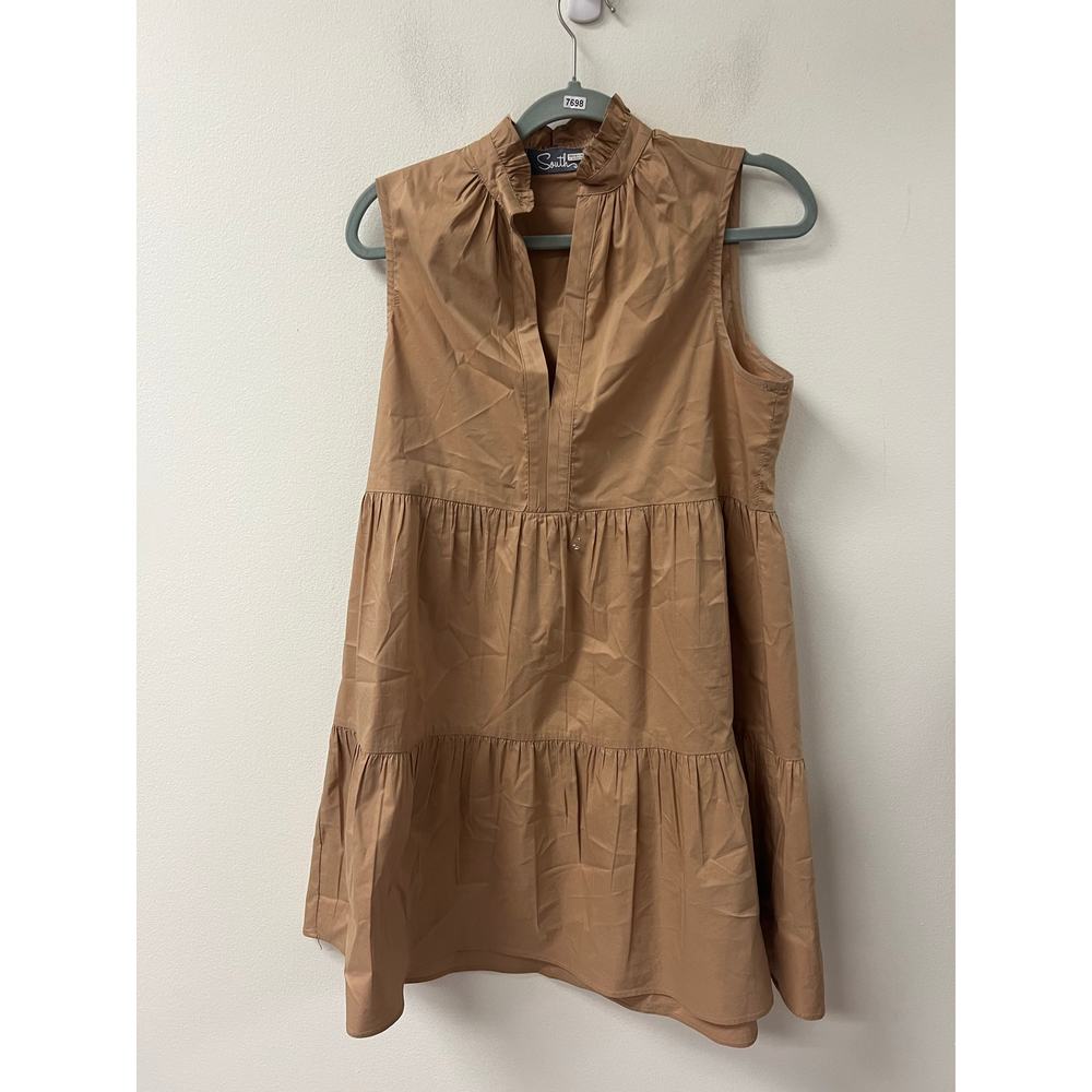 Sleeveless Tiered Mini Dress in Camel